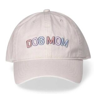 Dog Mom Baseball Hat Mother of Pearl Ivory Cream White Cotton Trucker Cap NWT
